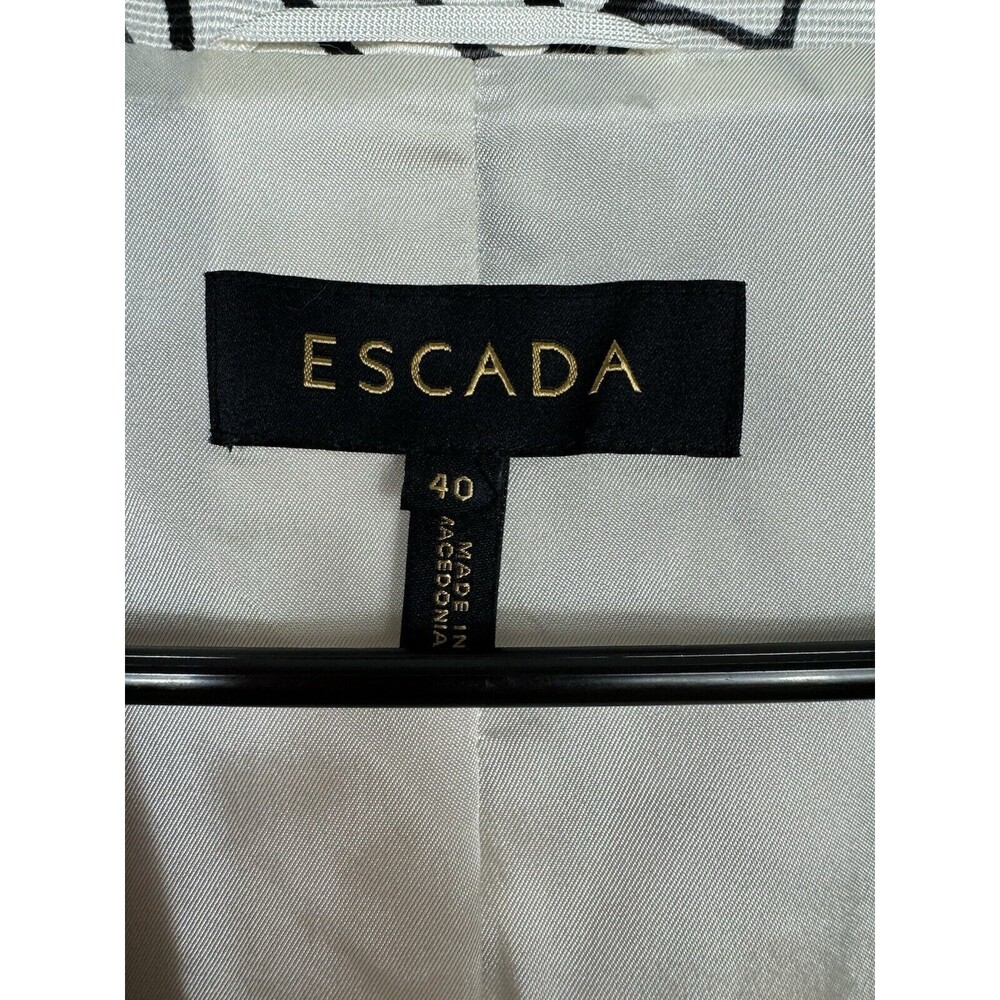 ESCADA Black & White Abstract Blazer 2 Button SZ 40 Collar Waist Length - Picture 6 of 11
